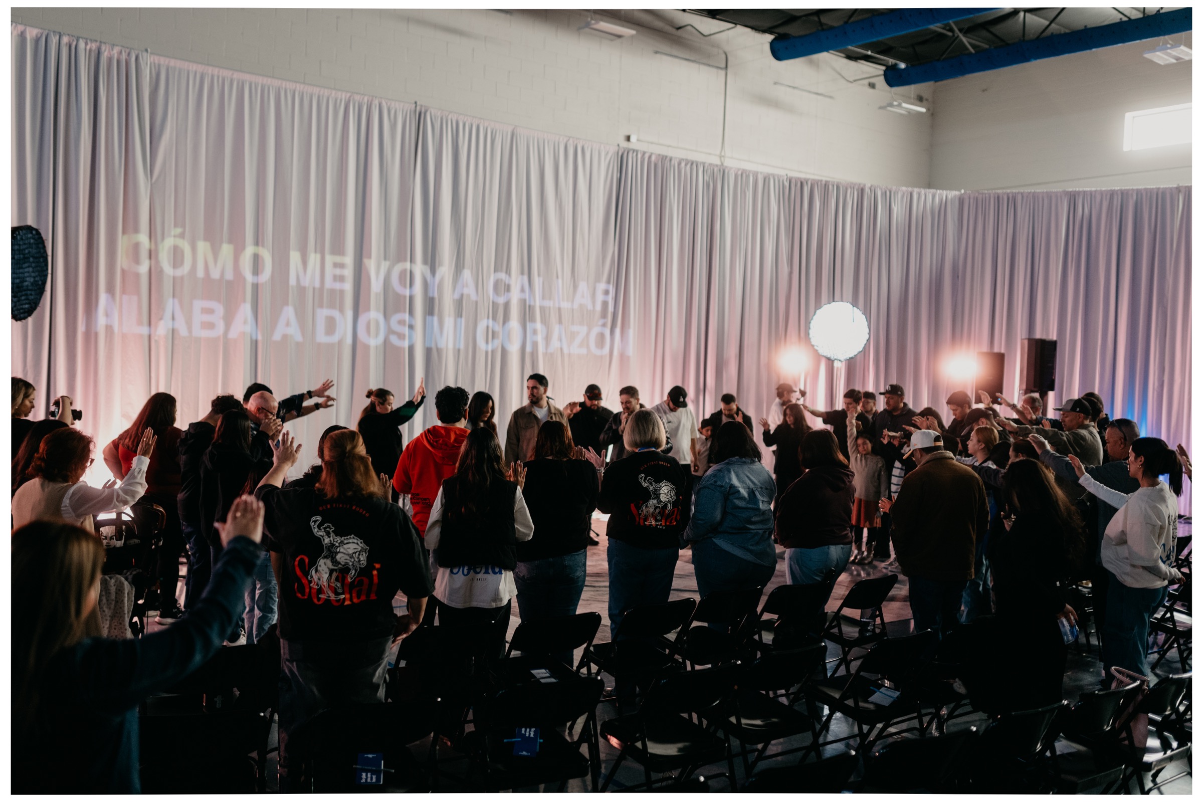 The Social Church community gathered together in worship.
